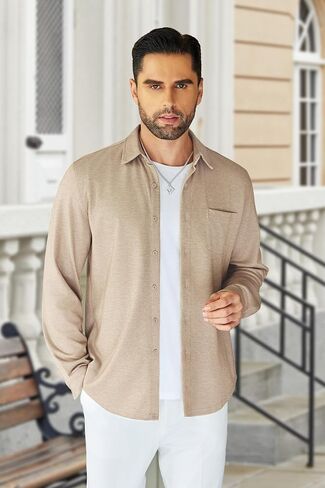 COOFANDY Men's Wrinkle Free Shirt Casual Button Down Long Sleeve Dress Shirts in Kuwait