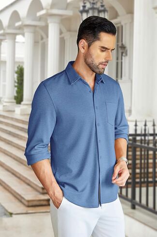 COOFANDY Men's Wrinkle Free Shirt Casual Button Down Long Sleeve Dress Shirts in Kuwait