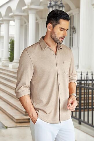 COOFANDY Men's Wrinkle Free Shirt Casual Button Down Long Sleeve Dress Shirts in Kuwait