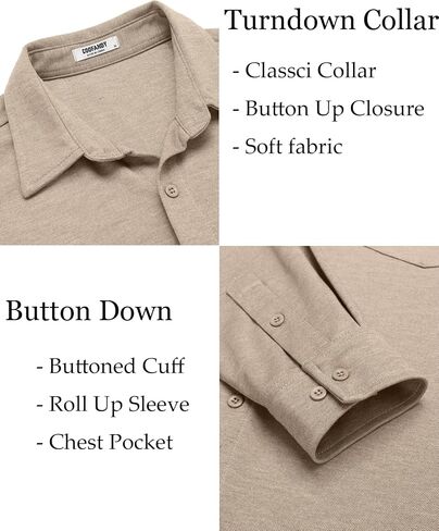 COOFANDY Men's Wrinkle Free Shirt Casual Button Down Long Sleeve Dress Shirts in Kuwait