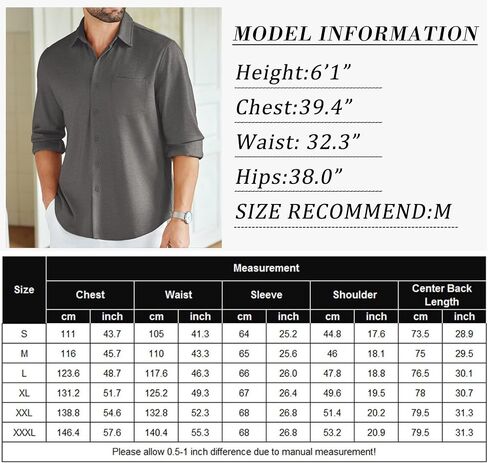 COOFANDY Men's Wrinkle Free Shirt Casual Button Down Long Sleeve Dress Shirts in Kuwait
