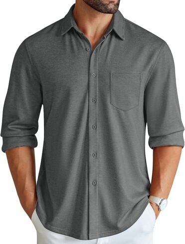 COOFANDY Men's Wrinkle Free Shirt Casual Button Down Long Sleeve Dress Shirts in Kuwait
