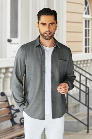COOFANDY Men's Wrinkle Free Shirt Casual Button Down Long Sleeve Dress Shirts in Kuwait