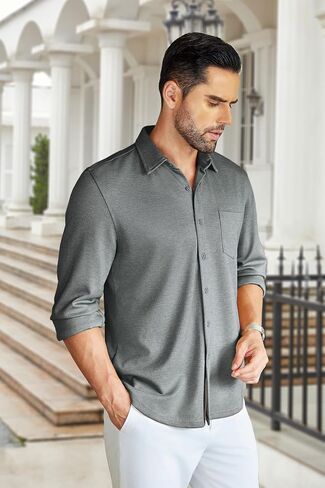 COOFANDY Men's Wrinkle Free Shirt Casual Button Down Long Sleeve Dress Shirts in Kuwait