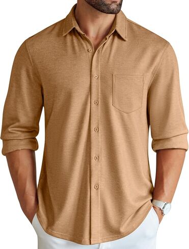 COOFANDY Men's Wrinkle Free Shirt Casual Button Down Long Sleeve Dress Shirts in Kuwait