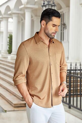 COOFANDY Men's Wrinkle Free Shirt Casual Button Down Long Sleeve Dress Shirts in Kuwait