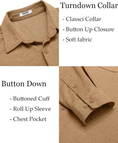 COOFANDY Men's Wrinkle Free Shirt Casual Button Down Long Sleeve Dress Shirts in Kuwait