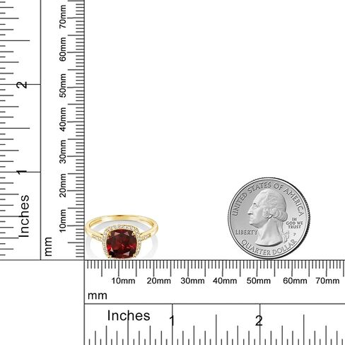 Gem Stone King خاتم خطوبة من الذهب الأصفر عيار 10 قيراط على شكل وسادة 8 مم من الأحجار الكريمة والألماس المميز هالو | خاتم وعد الذكرى السنوية للزفاف للنساء | متوفر بمقاسات 5، 6، 7، 8، 9 in Saudi Arabia