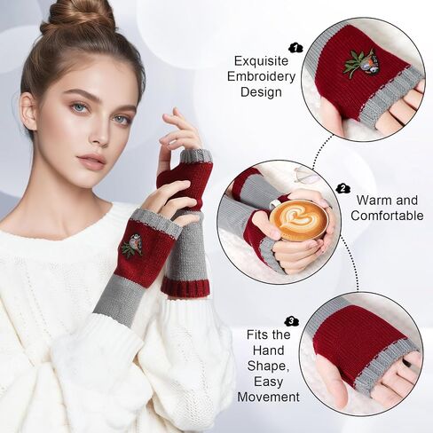 Fingerless Gloves for Women - Women's Knit Arm Warmers Fingerless Gloves Thumb Hole Gloves Mittens in Kuwait