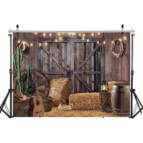 WOLADA 7x5FT Western Cowboy Backdrop Western Backdrop Western Party Decorations Cowboy Backdrop Western Themed Party Decorations Wooden House Barn Backdrop Wild West Party Decorations 12534