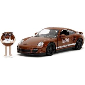 M&M's 1:24 Porsche 911 Turbo Die-Cast Car & 2.75" Brown Figure, Toys for Kids and Adults