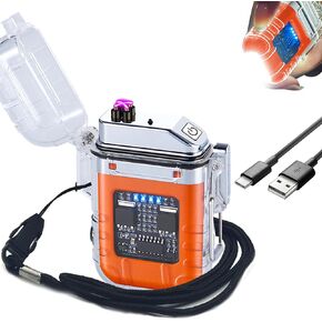 BABOBIU Electric Lighter Rechargeable Lighter Flameless Windproof Waterproof Unique Lighter with Double Plasma Arc Gift for Father's Day, Christmas, Birthday (Black)