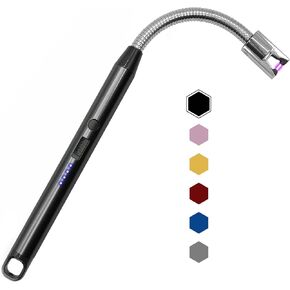 YOZWOO Electric Lighter Rechargeable Lighter Arc Plasma USB C Candle Lighter Long Flameless Windproof 360° Flexible Neck Design Lighter for Candle, Fireworks, Cooking (Black)