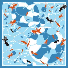 TAYU-TAFU Furoshiki Wrapping Cloth Japanese Summer Animal Print Goldfish 19.68" x 19.68" Gift Wrap