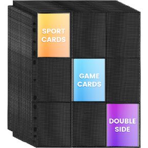 900 Pocket Trading Card Sleeve Pages, Upgraded Double Side 9 Pocket Pages Protectors, 11 Holes for Fit 3 Ring Binder, Card Sheets for Game Cards, Sport Cards, Business Cards(50Packs)