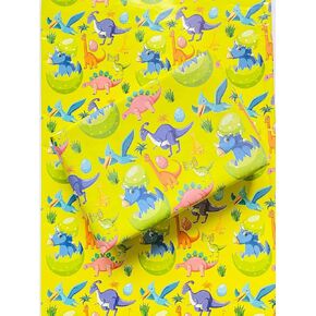 TK COLLECTION || Dinosaur theme wrapping paper, green printed wrapping paper, gift paper,birthdays, occasions,festivals gift Wrapping paper, size 20 x28 inch, pack