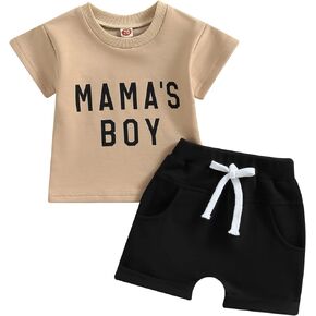 Daddys Boy Baby Clothes Dad's Little Dude Short Sleeve Shirts and Drawstring Shorts Toddler Summer Cute Outfit