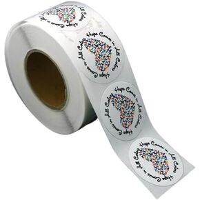 Fundraising For A Cause 250 Multi Color Ribbon Awareness Stickers - Hope Comes in (1 roll/250 Stickers) (DST-MC)