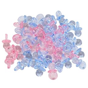 Acrylic Baby Pacifier, 100Pcs Transparent Color Fillable Oval Clear Pacifiers for Baby Shower, Baby Party Decor Pacifier for Babies Shower Pacifier Party Favors Table Decoration