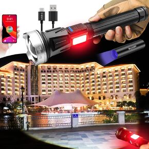 Super Bright Flashlight 9000000 Lumens Rechargeable USB C Worlds Brightest Flashlight High Powered Vitaltac Flash Light for Home Car Camping Hiking