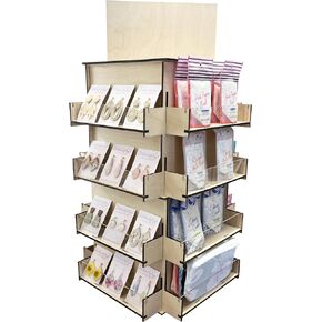 4-Sided Rotating Display Stand - Craft Shows, Trade Shows, Markets - Small & Medium-Sized Items like Stickers, Postcards, Coasters, Note Pads, Napkins - Heavy-Duty, Easy to Assemble (Black)