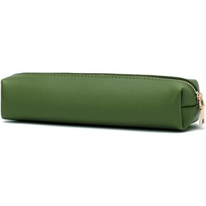 iSuperb PU Pencil Case Leather Pen Bag Slim Pencil Pouch Lovely Stationery Bag Portable Cosmetic Bag Zipper Organizer Bag (White)