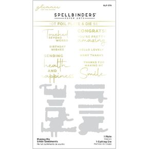Spellbinders Making Me Smile Sentiments Glimmer Hot Foil Plate & Die Set, Metal