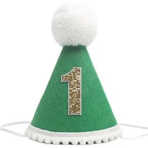 Dark Green First Birthday Celebration Hat - Jungle Safari Green Number One First Birthday Cap - Baby 1st Birthday Crown Party Decorations - 1st Birthday Hat For Baby Boy - Wild One 1st Birthday Hat