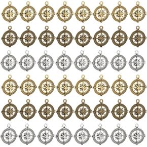 AUEAR, Compass Charms Pendants Alloy Charm Spacer Beads for Bracelet Necklace Jewelry Making DIY Craft