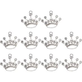 Milisten 10pcs Crown Charm Pendant Vintage Alloy Tiara Miniature Ornament Crystal Rhinestone Embellishment for Jewelry Making Craft