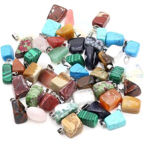 20 Pcs Natural Stone Pendants Irregular Random Mixed Healing Crystal Agate Charms for Jewelry Making Necklace Earrings Meditation