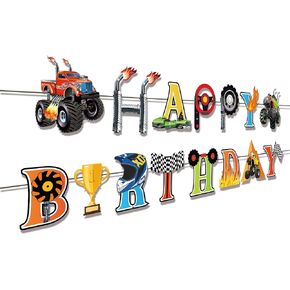 Monster Truck Birthday Banner Monster Truck Happy Birthday Banner Monster Truck Party Supplies Monster Truck Banner Cars Trucks Birthday Banner for Cars Theme Monster Truck Birthday Party Decorations
