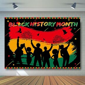 Avezano Black History Month Backdrop Pan African American Black History Month Party Decorations Banner Photo Backdrops for Home Office Classroom (7x5ft)
