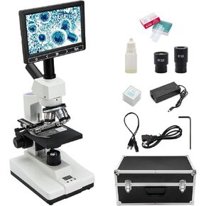 [درجة حرارة ثابتة] مجهر أحادي العين مركب ثنائي الرؤية من PRECIPETTE، تكبير 40X-2500X مع عدسة إلكترونية 5 ميجابكسل، شاشة LCD مقاس 7 بوصات، مرحلة ميكانيكية قابلة للتعديل، صندوق حمل من الألومنيوم in Kuwait