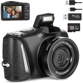 Digital Cameras for Photography with 32GB SD Card ，Vlogging Camera for YouTube 4K 48MP，,DSLR Camera for Photography & Vlogging • Beginner-Friendly Compact Bridge Camera