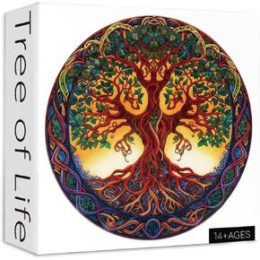 Tree of Life Puzzles for Adults 1000 Pieces, Mandala Tree Jigsaw Puzzles, Nature Plant Round Puzzles, Hard Challenging Puzzles