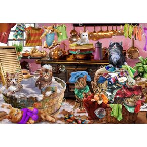 Vermont Christmas Company Kittens in The Kitchen Jigsaw Puzzle 100 Piece, Large Pieces Perfect for Kids and Seniors