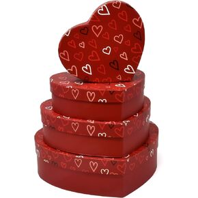 علب هدايا على شكل قلب لعيد الحب من Gift Boutique مكونة من 4 عبوات من قلوب عيد الحب الحمراء مع أغطية صندوق من الورق المقوى لتعشيش عيد الحب لتقديم الهدايا وتغليف الهدايا وتغليفها في العطلات in Kuwait