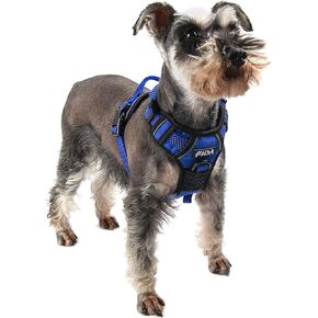 سرج Fida للكلاب بتصميم عاكس بالكامل، صدرية مضادة للسحب للحيوانات الأليفة مع مشبكين للمقود، مبطن ناعم قابل للتعديل مع مقبض تحكم سهل للكلاب الصغيرة (صغير، أزرق) in Kuwait