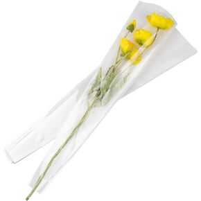 Framendino, 100 Pack Single Rose Clear Bags Flower Packaging Bag Floral Bouquet Wrapping Paper for Birthday Gift Valentines Day