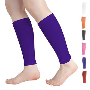 Novetec Calf Compression Sleeves for Men & Women (20-30mmhg) - Leg Compression Sleeve for Running, Cycling, Shin Splints Support, Relieve Legs Pain, Travel (One Pair)(White,Medium)