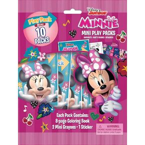 Bendon Mini Play Packs, Each with Mini Coloring Book, 2 Mini Crayons, and a Sticker,10-Pack (Minnie)