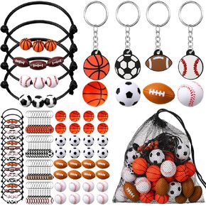 Nosiny 108 Pcs Sportball Party Favors Bulk 36 Pcs Sport Keychain Gifts 36 Pcs Sportball Stress Balls 36 Pcs Charm Bracelets for Team Birthday Party Supplies