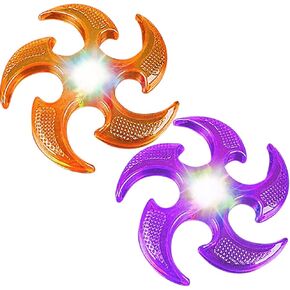 ArtCreativity Light Up Ninja Flyers Set - Pack of 2 - Ninja Star Flying Disc - Includes Batteries - One Red and One Blue - Fun Rubbery Summer Toy - Great Gift for Kids from Moms