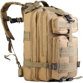Small Tactical Backpack Military Bug Out Survival Molle Army Go Bag Hunting Gym Rucking Hiking Camping Motorcycle Rucksack With Weights for Men and Women 30L (Khaki)