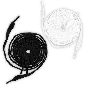 4 Pieces Flat Hoodie Drawstring Cord Replacement, 10mm x 56"/142cm, Cotton Mixed Polyester, Sewing Thread for Shoe, Sweatpants, Sweatshirt, Jacket, Shorts, Pants, Trunk, Sneakers (Black/White)