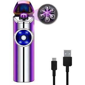 RSBYE Electric Lighter,Triple-Arc Plasma Lighter Outdoor,Rechargeable USB Lighter,Windproof Lighter with Battery Indicator, for Man Father (ICY Black)