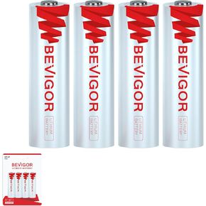 بطاريات BEVIGOR® Lithium AA 24 حزمة، بطارية AA طويلة الأمد بقدرة 1.5 فولت 3000 مللي أمبير في الساعة، بطاريات ليثيوم تدوم لمدة 20 عامًا للكاميرا الوامضة، المصباح اليدوي، الميكروفون، نظام الإنذار [غير قابلة لإعادة الشحن] in Kuwait