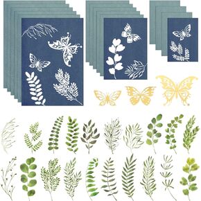 Mwoot 16 Pieces Cyanotype Paper Kit, A4 A5 A6 Sun Print Paper for Kids Adults Beginners, Solar Drawing Paper with Cyanotype Materials for Arts Crafts DIY Projects and Wall Art Decoration