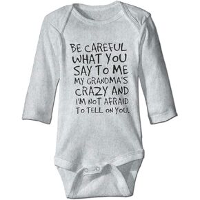 كن حذرًا فيما تقوله لي، بدلة أطفال من Crazy Boutique من My Grandmas بأكمام طويلة للجنسين باللون الرمادي